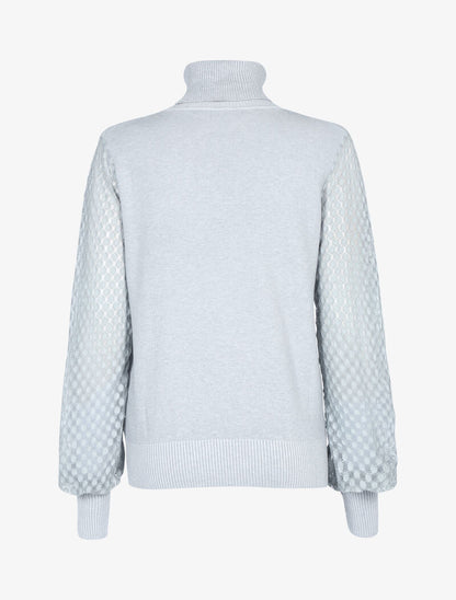 Pull à manches en dentelle imprimé - gris - 3