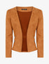 Veste en suédine à zips décoratifs - camel - 3
