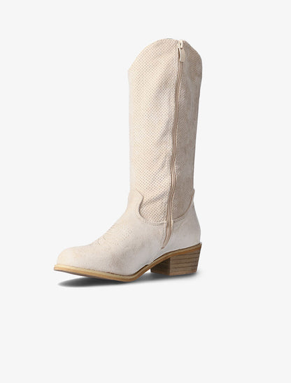 Santiags piquetées à franges - beige - 3