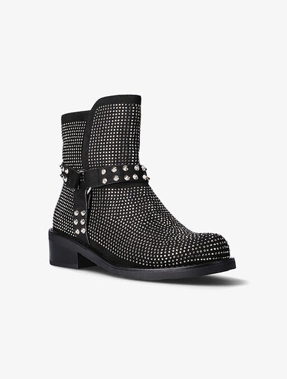 Boots à strass et lanières à picots - noir - 2