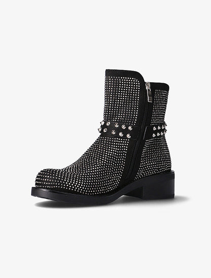 Boots à strass et lanières à picots - noir - 3