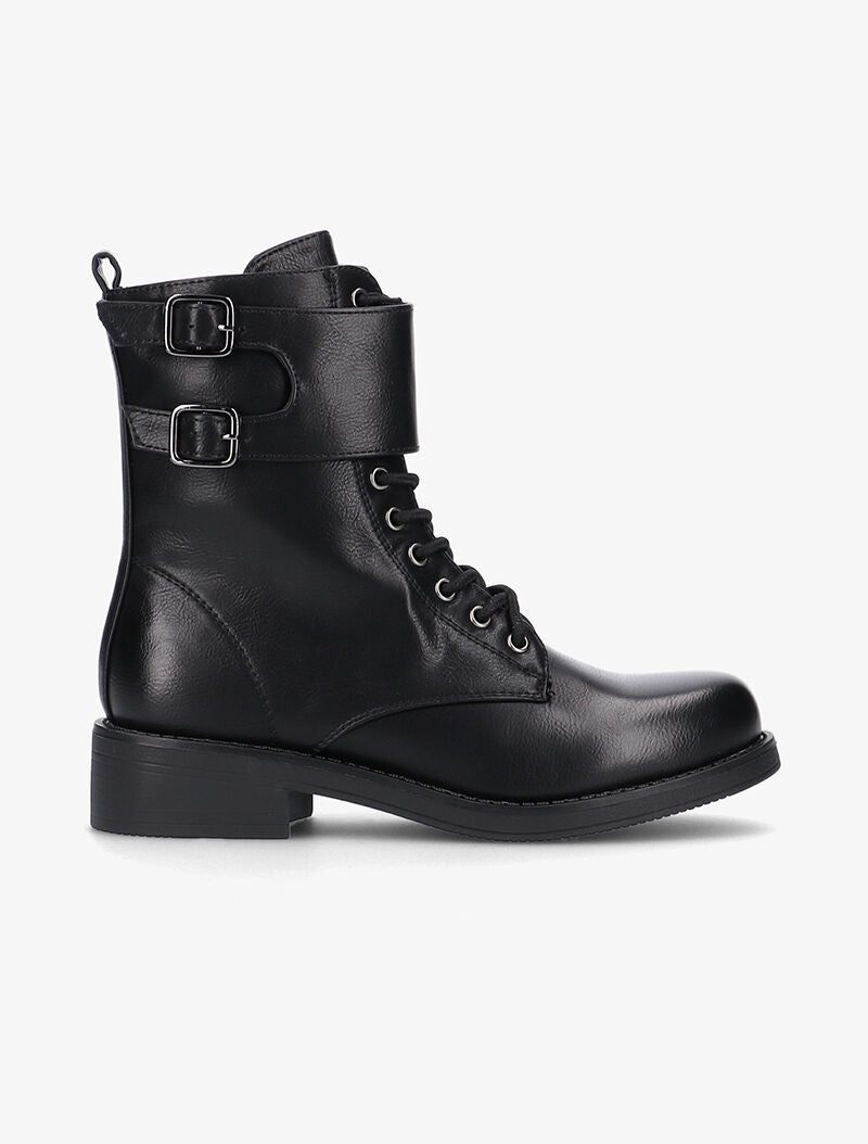 Boots en simili à large bride - noir - 5