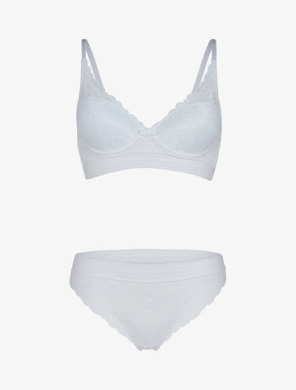 Ensemble bustier en dentelle et bandes - blanc - 1