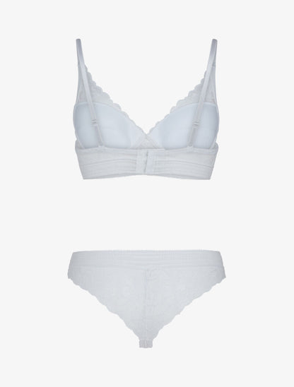 Ensemble bustier en dentelle et bandes - blanc - 2