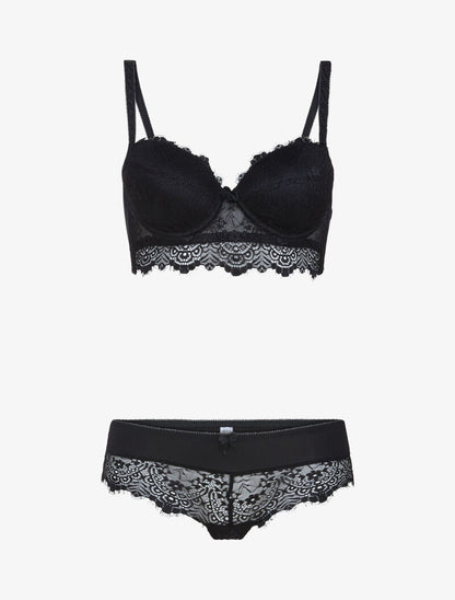Ensemble bustier en dentelle - noir - 1