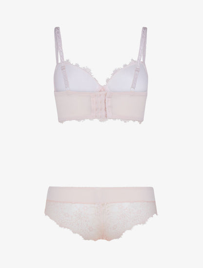 Ensemble bustier en dentelle - rose orange - 2