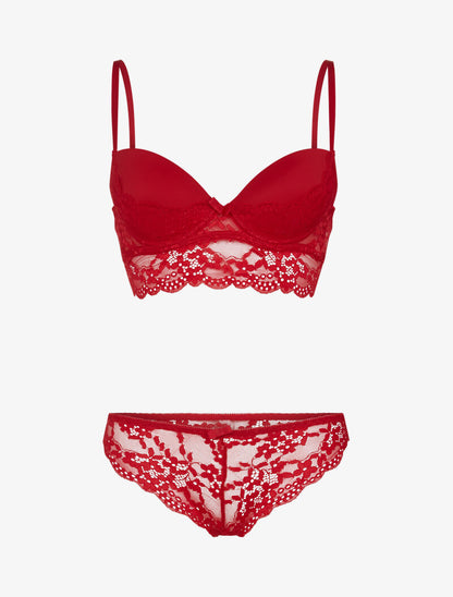 Ensemble bustier bi matière - rouge - 3