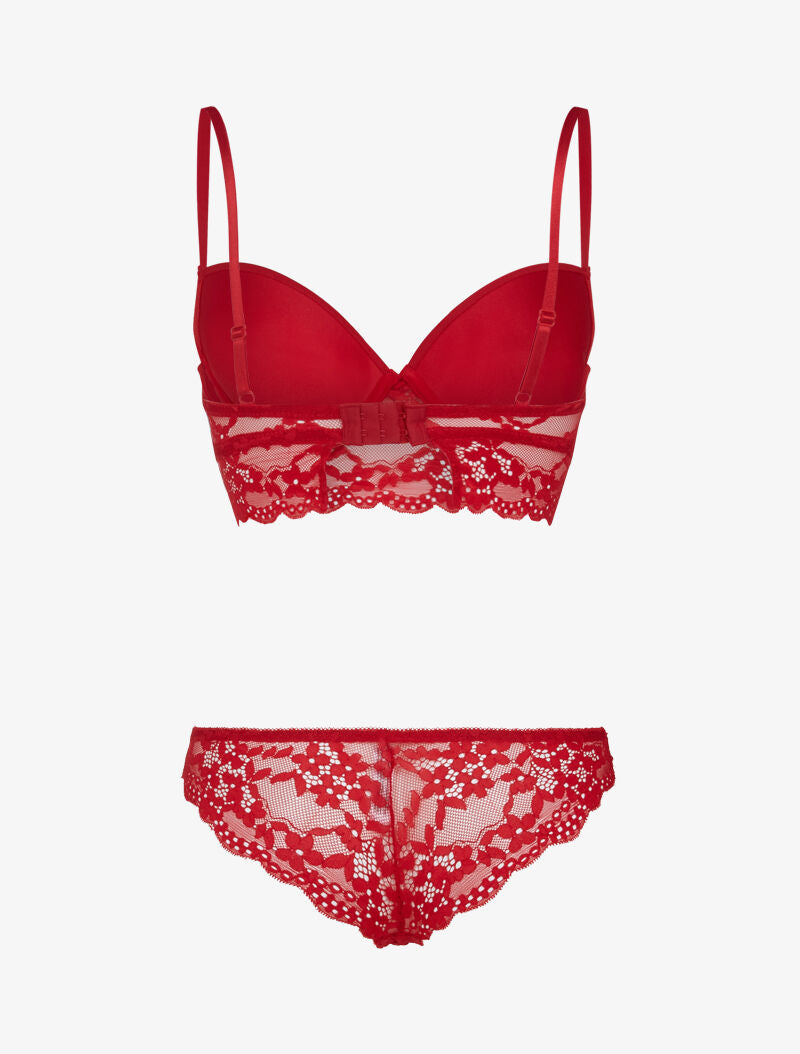 Ensemble bustier bi matière - rouge - 2