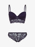 Ensemble bustier bi matière - bleu nuit - 1