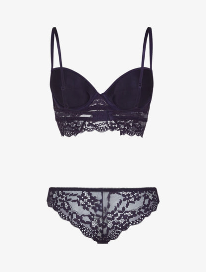 Ensemble bustier bi matière - bleu nuit - 2