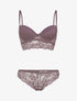 Ensemble bustier bi matière - rose parme - 1