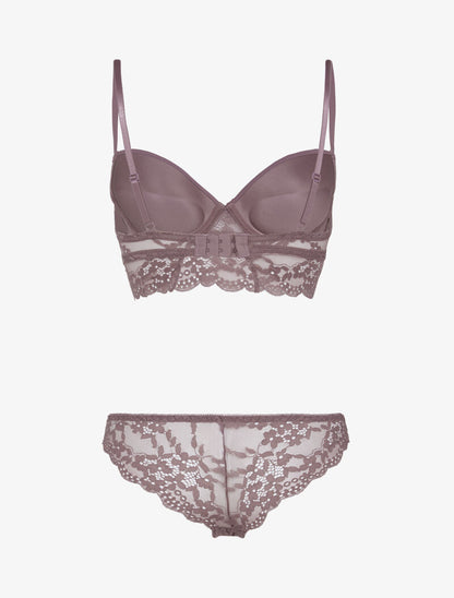 Ensemble bustier bi matière - rose parme - 2