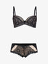 Ensemble en dentelle et résille - noir/beige - 1