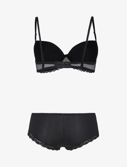 Ensemble en dentelle et résille - noir/beige - 2