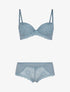 Ensemble en dentelle et résille - bleu - 3