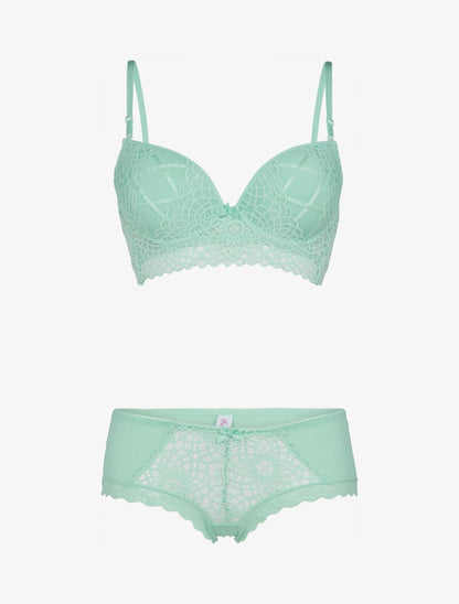 Ensemble à broderie et corsage - turquoise - 1