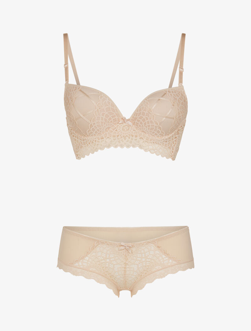 Ensemble à broderie et corsage - beige - 1