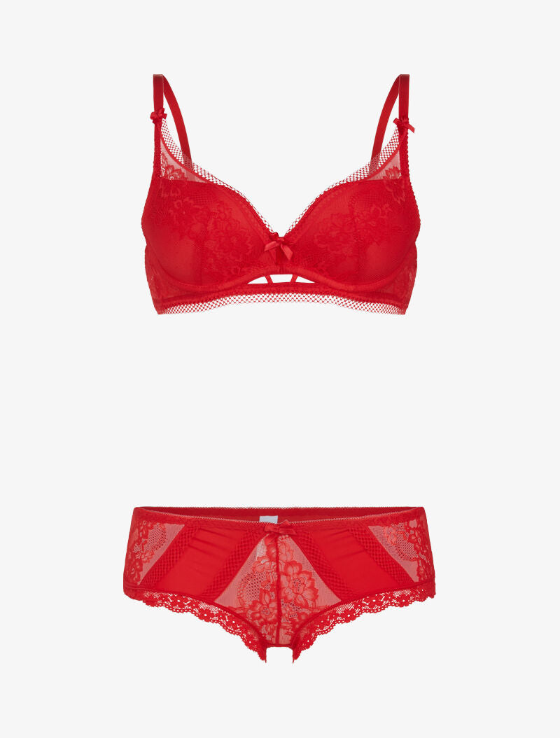 Ensemble à broderie fine - rouge - 1