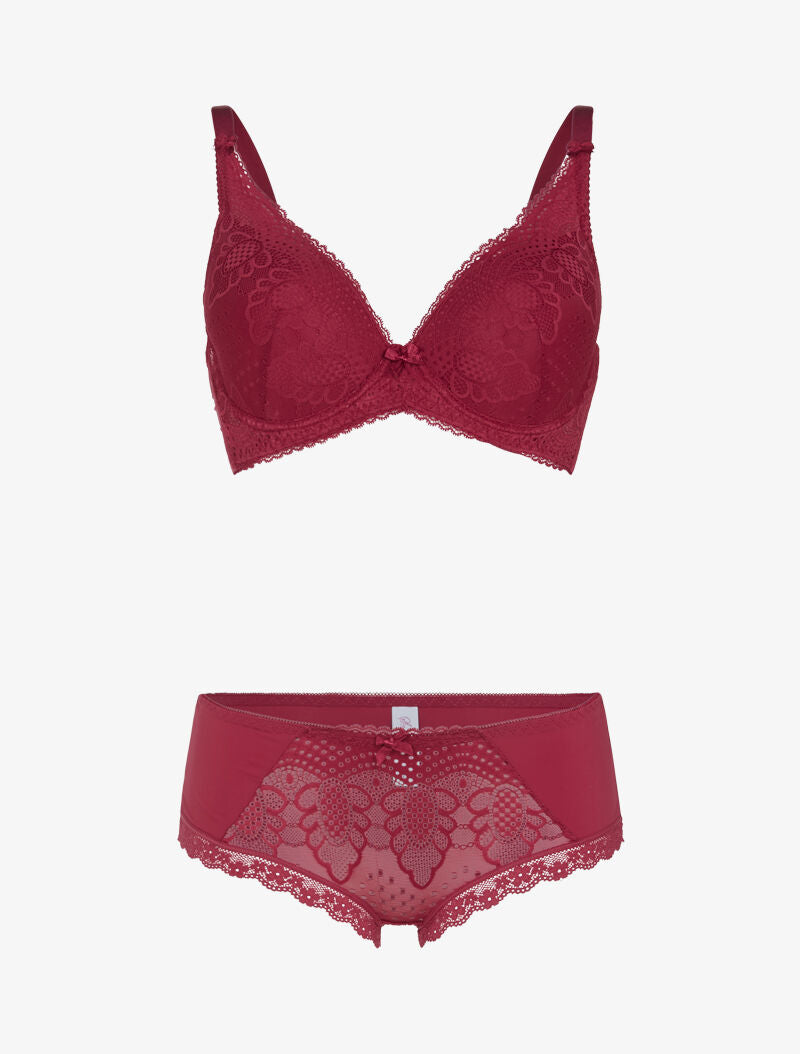 Ensemble à fleurs stylisées - lie de vin - 3