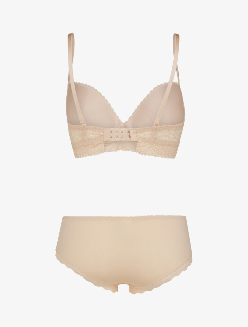 Ensemble à fleurs brodées - beige - 2