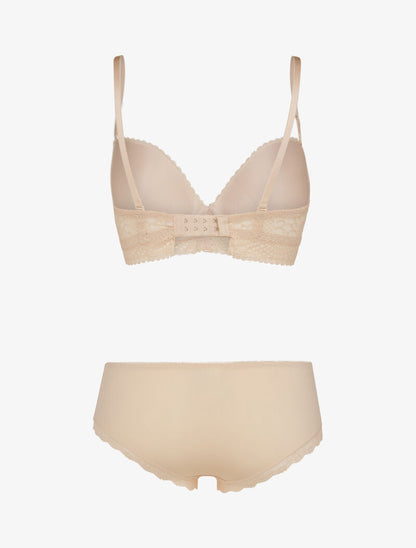 Ensemble à fleurs brodées - beige - 2