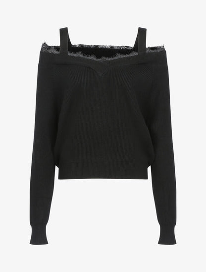 Pull à épaules dénudées - noir - 1