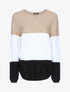 Pull en maille tricolore - camel/écru/noir - 1