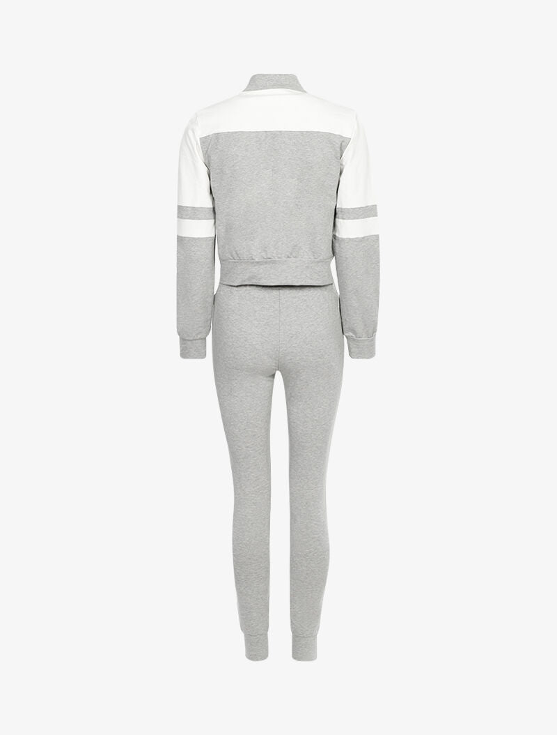 Ensemble cropped sweat et jogging - gris clair - 2