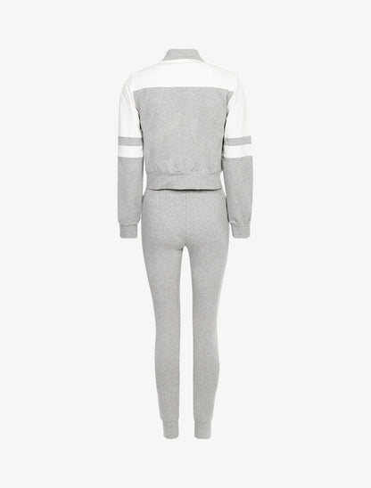 Ensemble cropped sweat et jogging - gris clair - 2