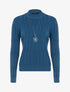 Pull à relief graphique à col montant - bleu canard - 1