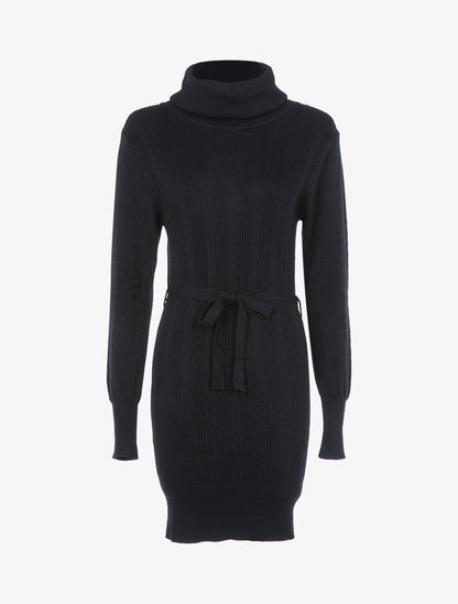 Robe-pull à détails tressés et côtelés - noir - 2