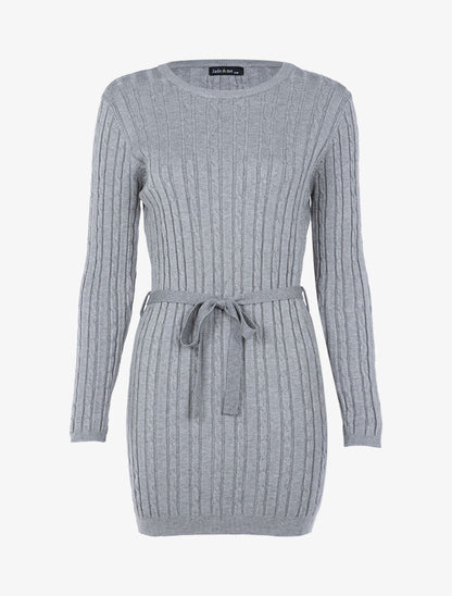 Robe-pull à détails torsadés - gris chiné - 1