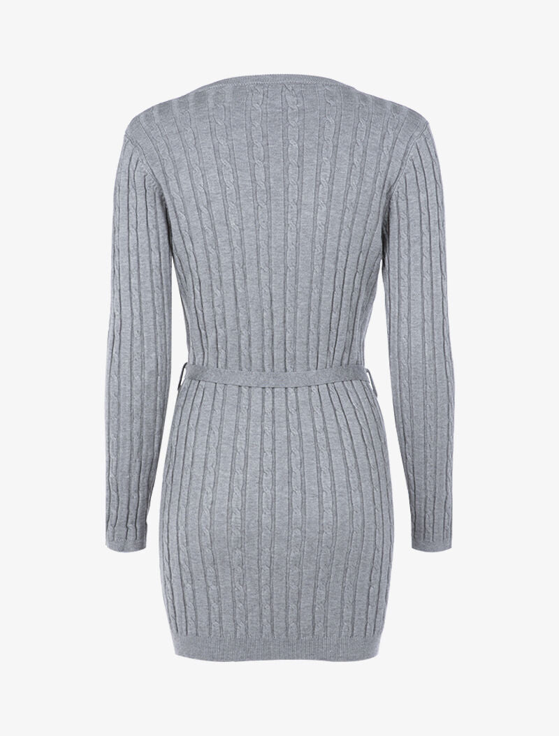 Robe-pull à détails torsadés - gris chiné - 2