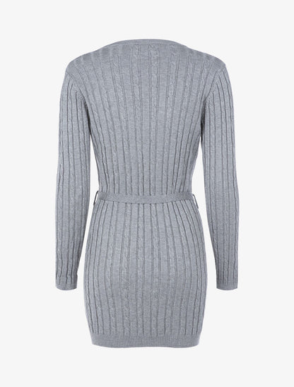 Robe-pull à détails torsadés - gris chiné - 2