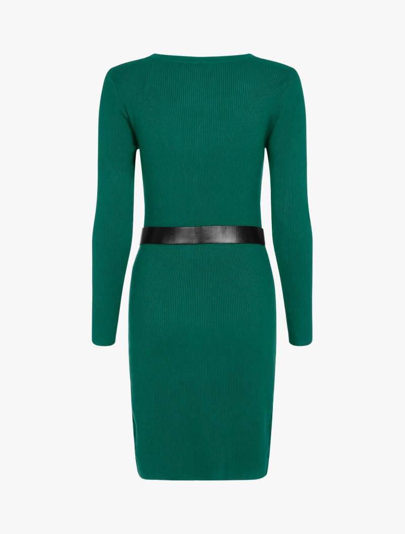 Robe pull côtelée à détails géométriques - vert - 2