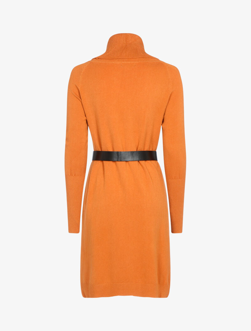 Robe pull à manches bishop et détails géométriques - rouille - 3
