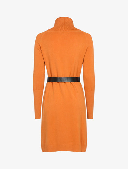 Robe pull à manches bishop et détails géométriques - rouille - 3