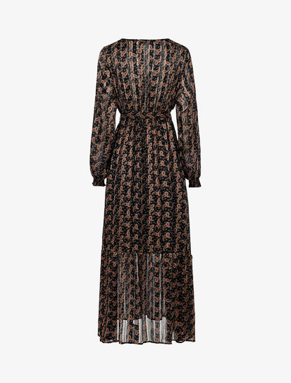 Robe longue cache-coeur imprimé cachemire - noir - 2