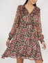 Robe à rayures irisées et fleurs - noir - 1