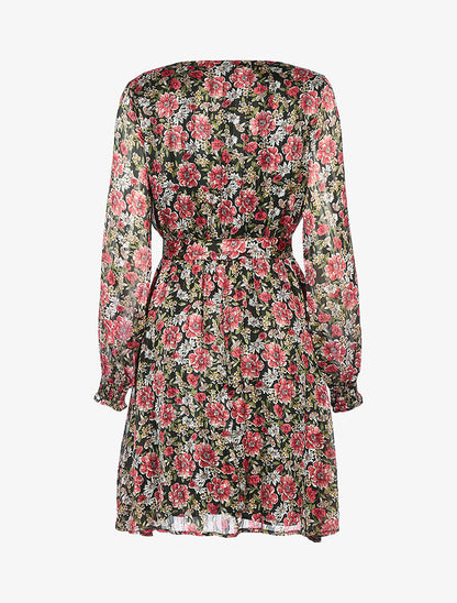Robe à rayures irisées et fleurs - noir - 3