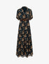 Robe longue à imprimé feuillages - bleu pétrole - 1