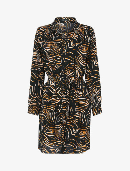 Robe chemise à imprimé graphique abstrait - noir - 1