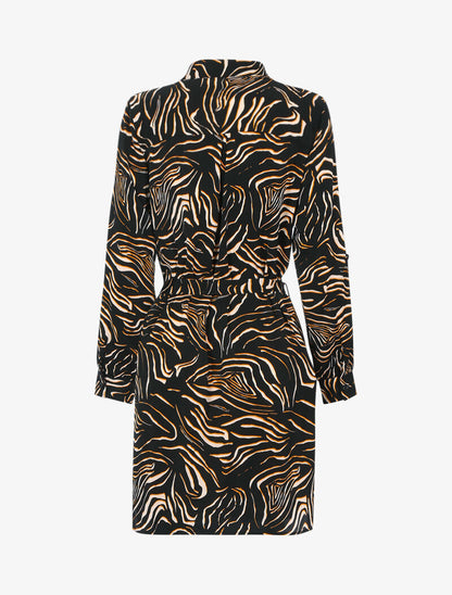 Robe chemise à imprimé graphique abstrait - noir - 2