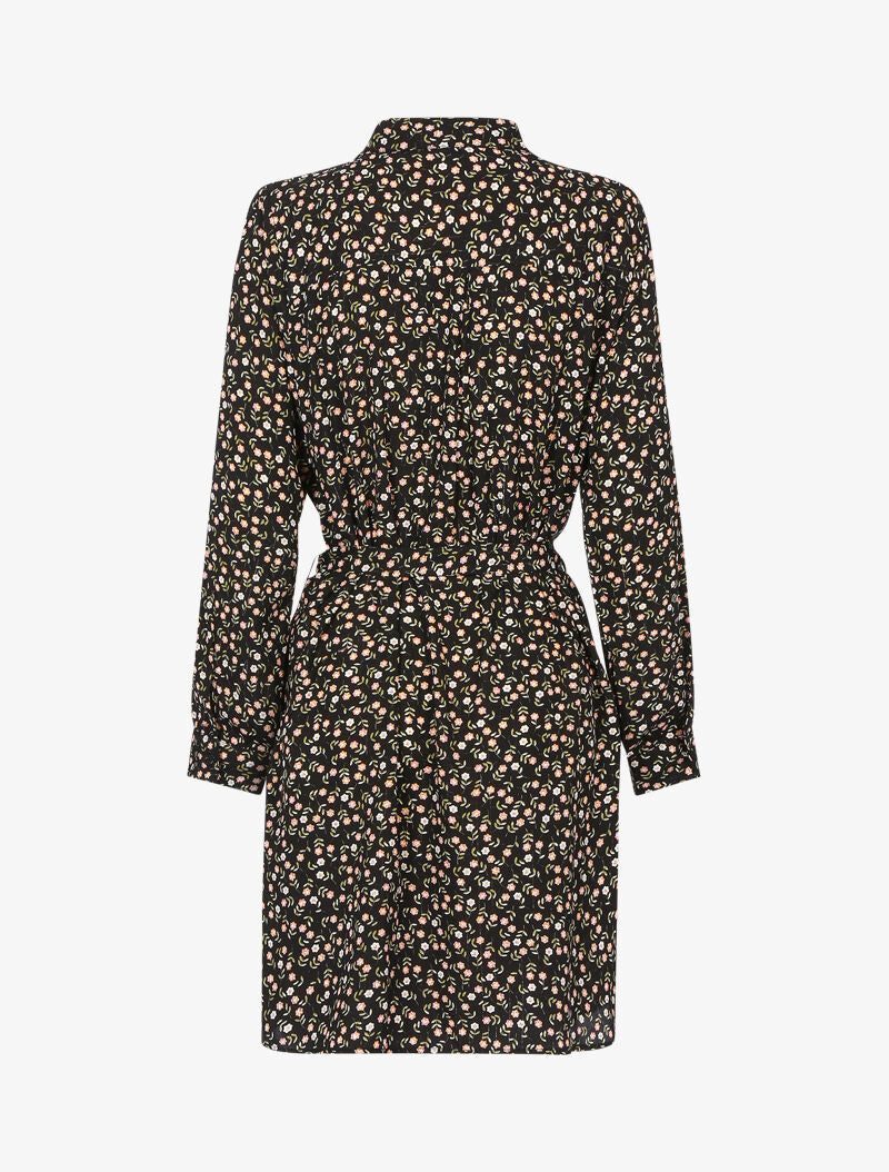 Robe chemise à imprimé petites fleurs - noir - 2