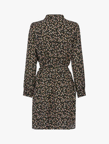 Robe chemise à imprimé petites fleurs - noir - 2