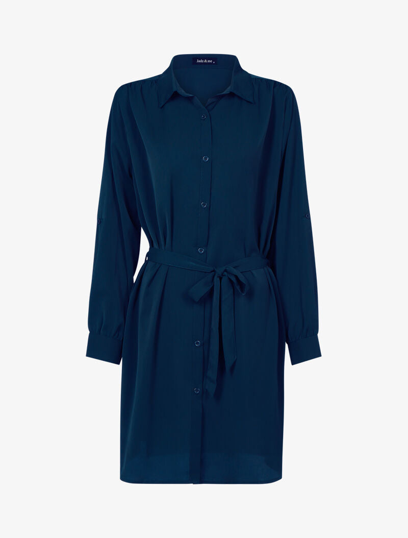 Robe chemise unie - marine - 2