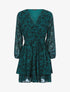 Robe patineuse effet velours fleurie - vert foncé - 3