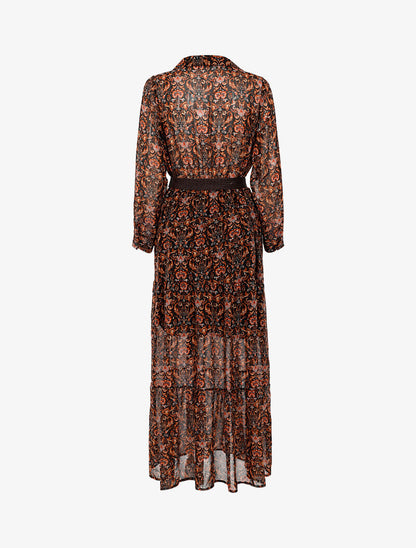 Robe longue légère à basque imprimé baroque - noir - 3