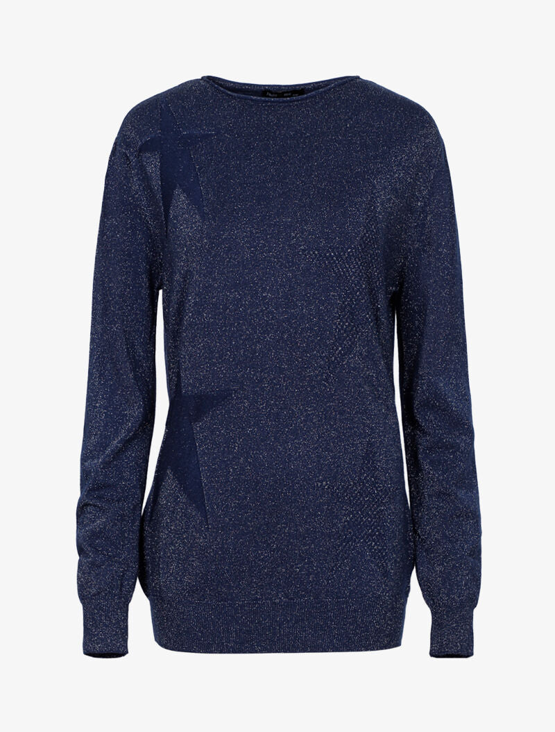 Pull long pailleté étoilé - bleu nuit - 3