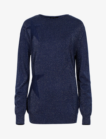 Pull long pailleté étoilé - bleu nuit - 3
